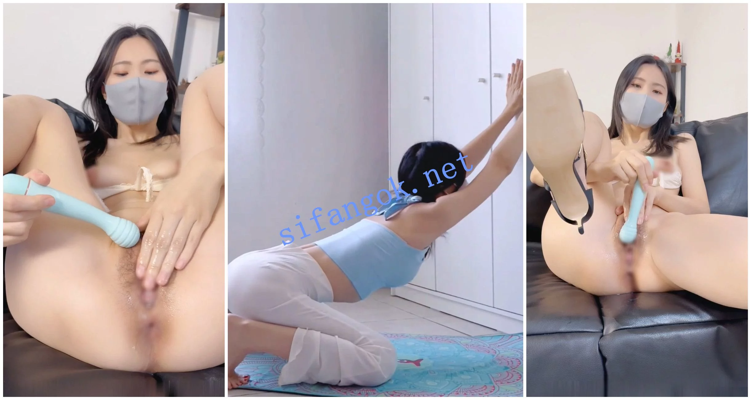 抖音福利 白皙肌肤瑜伽 小蒋瑜伽 道具自X流淫水 图 08