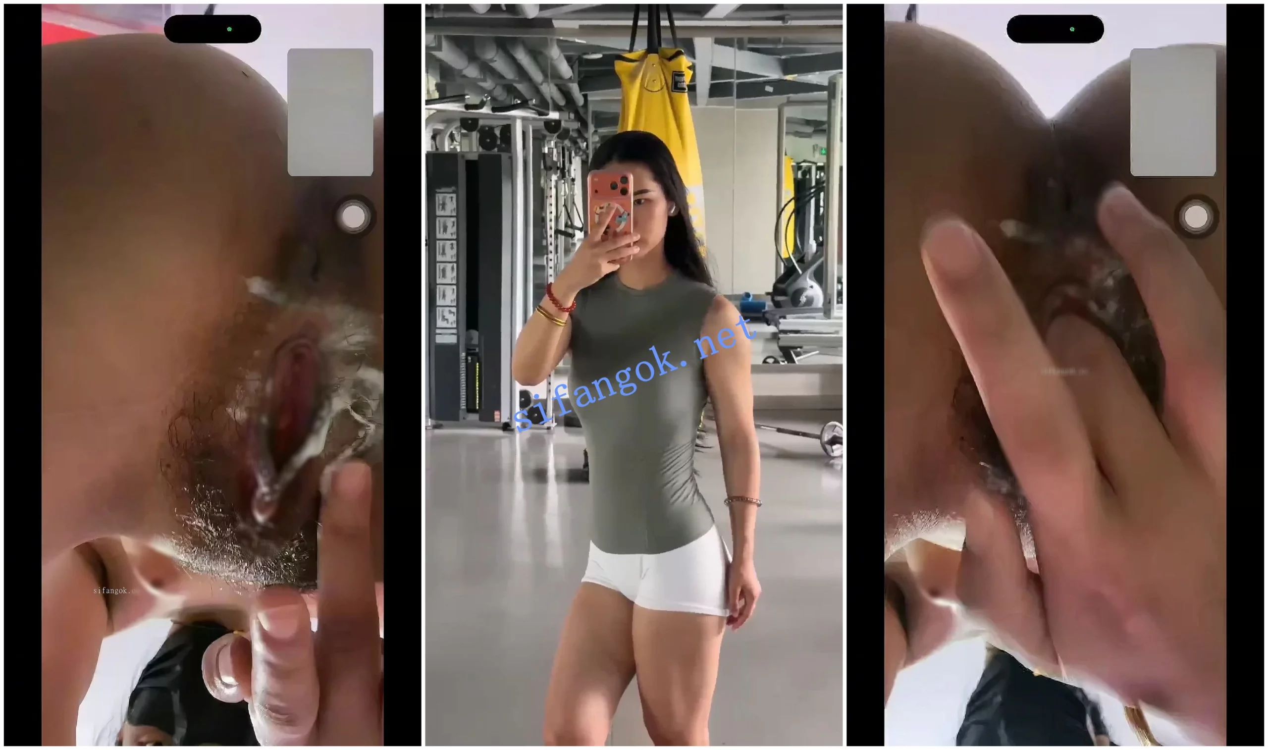 抖音福利 健身博主 赵 脸穴同框道具自慰白浆四溢 图 06